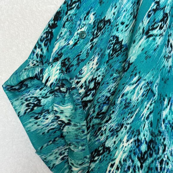 Faded Glory Blue Green Lightweight 3/4 Tab Sleeve Pullover Womens Plus 2X Blouse - Picture 9 of 16